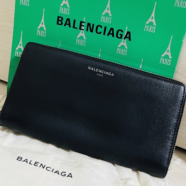 極美品✨BALENCIAGA エブリデイ　三つ折り財布　ブラック　黒　シボ革