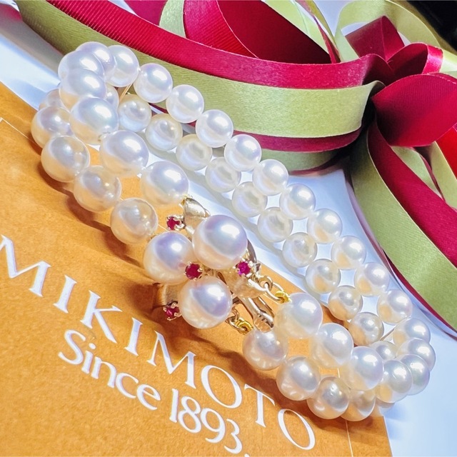 MIKIMOTO  ミキモトK14宝石　真珠 あこやパール　2連　ブレスレットリング