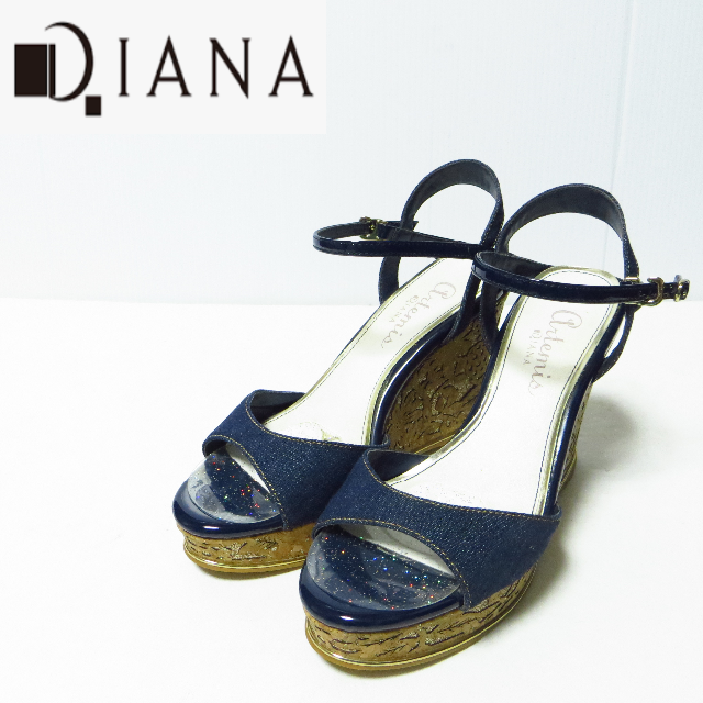 DIANA(ダイアナ)の美品 アルテミスダイアナ デニム ウェッジソール サンダル L 約24㎝ レディースの靴/シューズ(サンダル)の商品写真