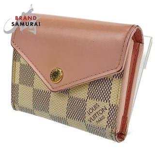 ルイヴィトン(LOUIS VUITTON)のLOUIS VUITTON ルイヴィトン ダミエ アズール ポルトフォイユ・ゾエ オードローズ ピンク ホワイト グレー PVC N60168 コンパクトウォレット 三つ折り財布 レディース 400893 【中古】(財布)