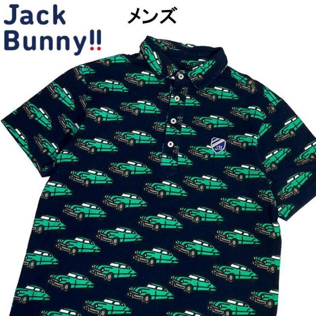 JACK BUNNY ジャックバニー  半袖ポロシャツ 総柄 ネイビー 4