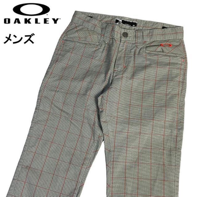 OAKLEY オークリー  ロングパンツ スカル チェック総柄 グレー 31なし裏地