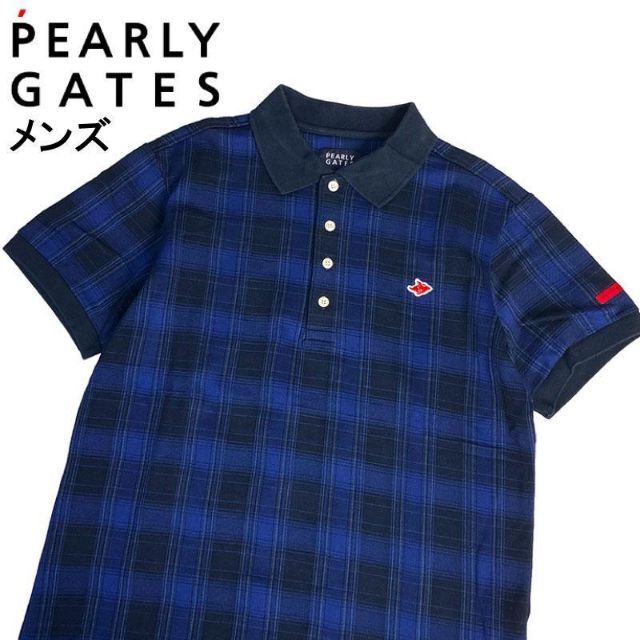 PEARLY GATES パーリーゲイツ 半袖ポロシャツ チェック柄 ブルー 5