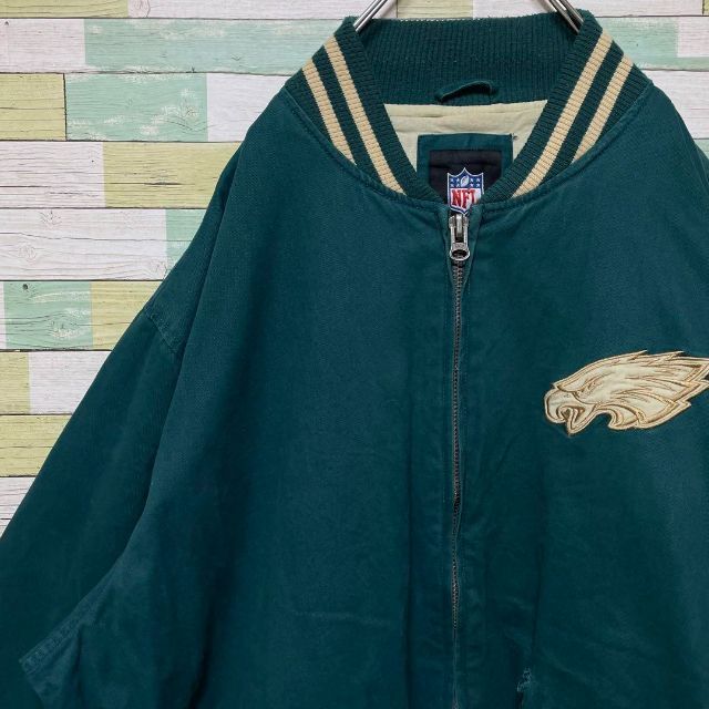 NFL フィラデルフィアイーグルス スタジャン ロゴ刺繡 オーバー NFL フィラデルフィアイーグルス スタジャン ロゴ刺繡 オーバー