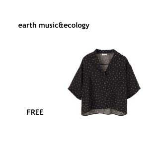 アースミュージックアンドエコロジー(earth music & ecology)のearth【ドットプリント開襟シャツ　FREE ブラック】オープンカラー(シャツ/ブラウス(半袖/袖なし))