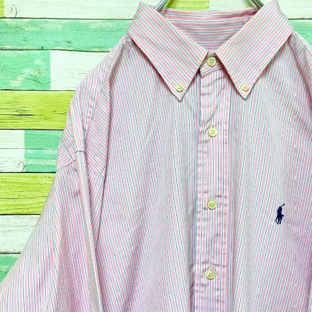 Ralph Lauren(ラルフローレン)のラルフローレン ストライプ BDシャツ ピンク 春カラー ポニー刺繍 メンズのトップス(シャツ)の商品写真