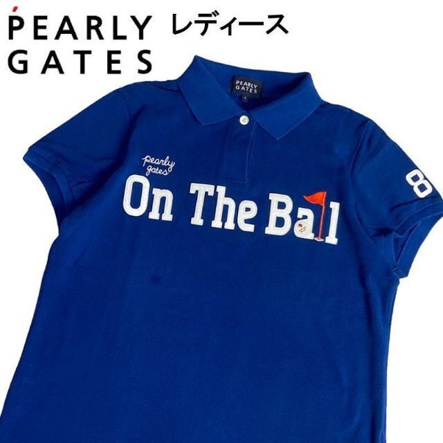 PEARLY GATES パーリーゲイツ 半袖ポロシャツ ワッペン ブルー 0-