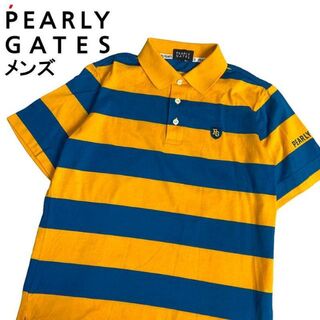 パーリーゲイツ(PEARLY GATES)のPEARLY GATES パーリーゲイツ 半袖ポロシャツ ボーダー イエロー 4(ウエア)