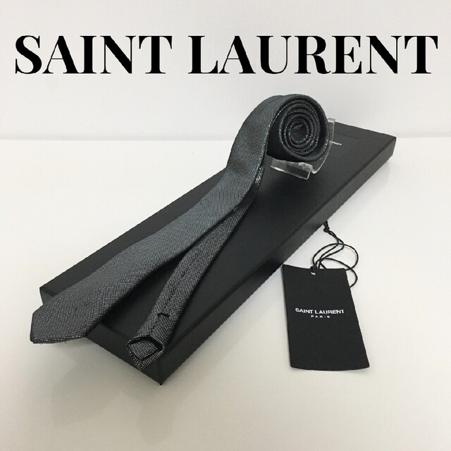 Saint Laurent(サンローラン)のSAINT LAURENT ネクタイ シルバー 箱付き サンローラン メンズのファッション小物(ネクタイ)の商品写真