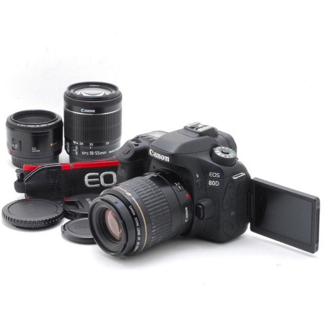 在庫限り 状態◎、ダブルレンズの大満足セット Canon EOS 80D 家電