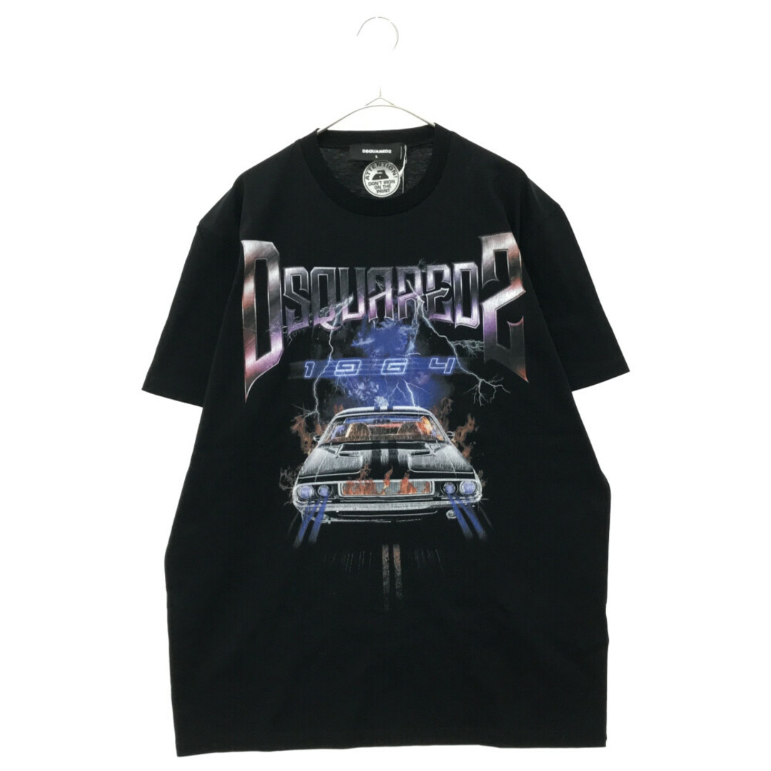 美品 ディースクエアード DSQUARED2 Tシャツ カットソー ロングスリーブ ラグランスリーブ ダメージ加工 トップス メンズ L ホワイト/ブラック