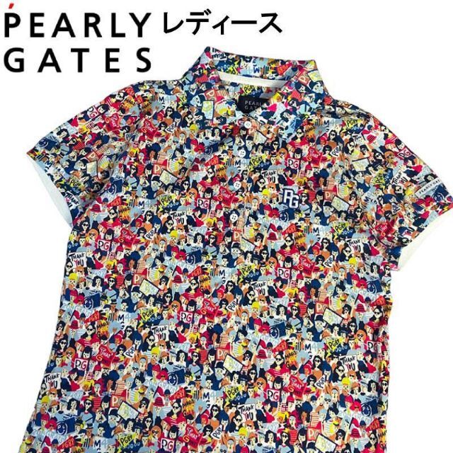 PEARLY GATES パーリーゲイツ 半袖ポロシャツ 総柄 ピンク 0