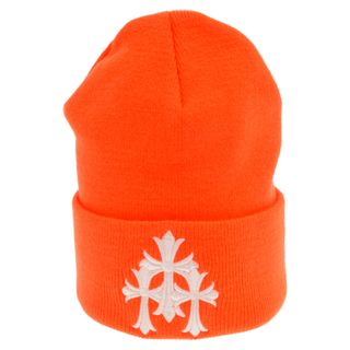 クロムハーツ(Chrome Hearts)のCHROME HEARTS クロムハーツ Cemetery Cross Beanie Neon Pink セメタリークロスパッチ ビーニー ニット帽 オレンジ(ニット帽/ビーニー)