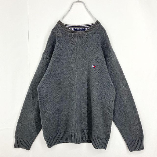 TOMMY HILFIGER(トミーヒルフィガー)の【90s当時物】肉厚 トミーヒルフィガー 刺繍ロゴ コットンニット セーター メンズのトップス(ニット/セーター)の商品写真