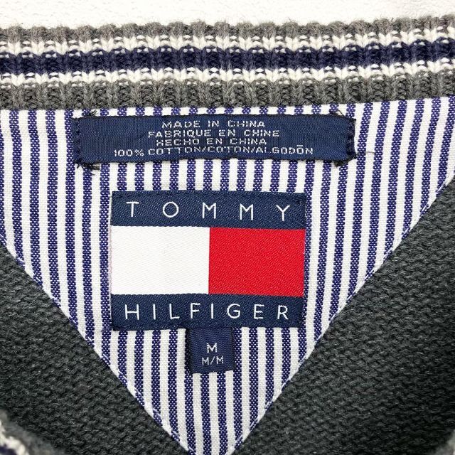 TOMMY HILFIGER(トミーヒルフィガー)の【90s当時物】肉厚 トミーヒルフィガー 刺繍ロゴ コットンニット セーター メンズのトップス(ニット/セーター)の商品写真