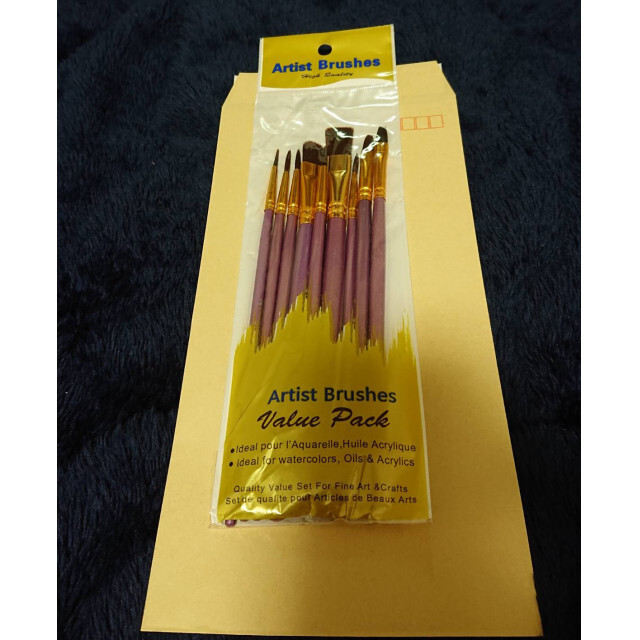 ペイントブラシ　10本セット　アクリル筆　水彩筆　絵の具　画材筆　丸筆　平筆　紫 エンタメ/ホビーのアート用品(絵筆)の商品写真