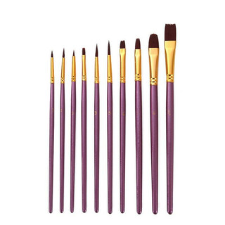 TREXD 油彩 水彩 ブラシセット10本 絵画 ネイル 絵の具 筆 紫 可愛い