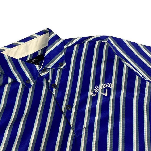 CALLAWAY キャロウェイ 半袖ポロシャツ ストライプ柄 ブルー M 3