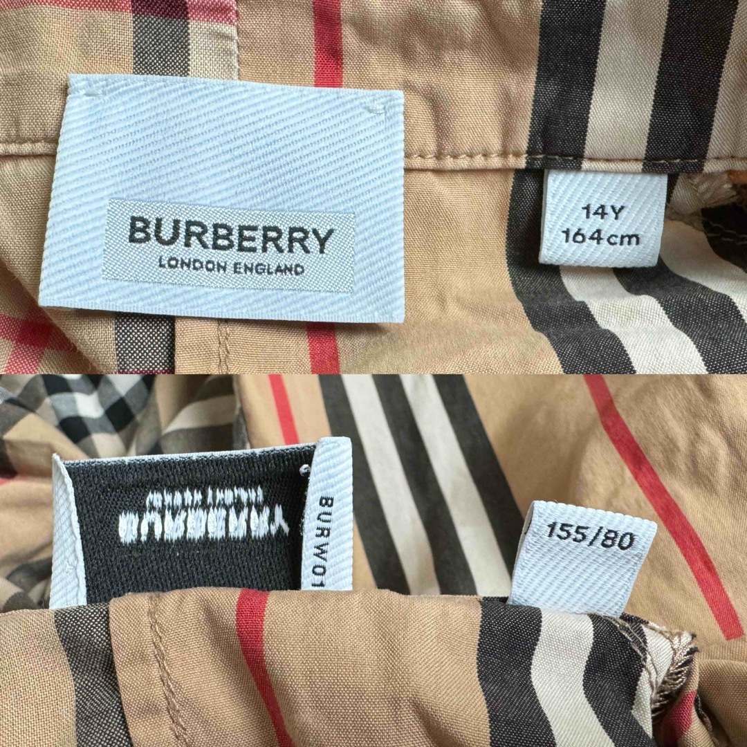 BURBERRY(バーバリー)のBurberry バーバリー シャツ ワンピース　ストライプ　チェック　14Y レディースのトップス(シャツ/ブラウス(長袖/七分))の商品写真