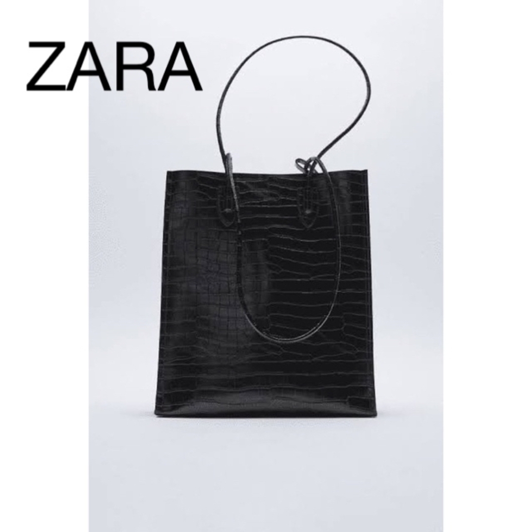 ZARA(ザラ)のZARA ポーチ付き　クロコ　ハンドバッグ レディースのバッグ(トートバッグ)の商品写真