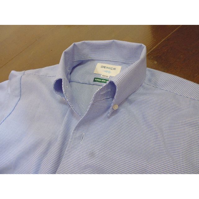 ORIHICA(オリヒカ)の使用数回　オリヒカ　ドレスシャツ　ブルー　S　ワンピースカラー メンズのトップス(シャツ)の商品写真