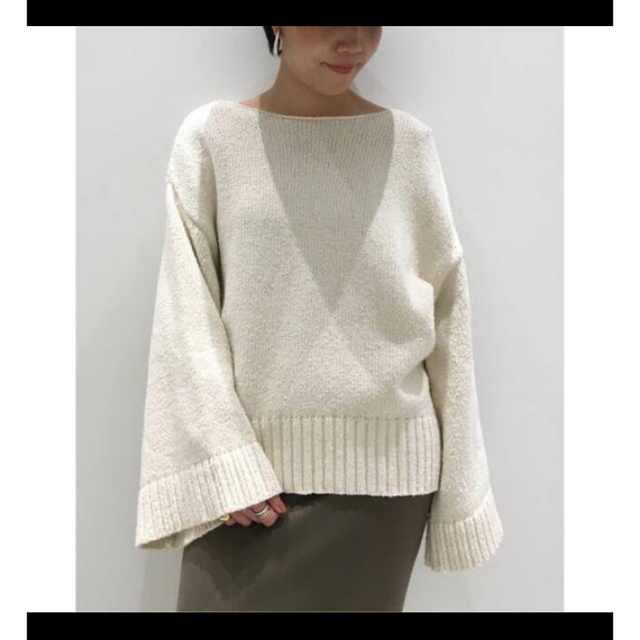 L'Appartement DEUXIEME CLASSE(アパルトモンドゥーズィエムクラス)のL'Appartement CTN FLARE S/L KNIT ホワイト レディースのトップス(ニット/セーター)の商品写真