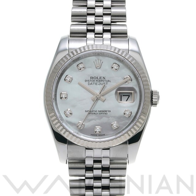 ROLEX - 中古 13/1196208-S20　 ロレックス ROLEX 116234NG G番(2011年頃製造) ホワイトシェル /ダイヤモンド メンズ 腕時計