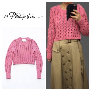 スリーワンフィリップリム(3.1 Phillip Lim)の3.1 Phillip Lim ニット　ローゲージ ニット ピンク(ニット/セーター)