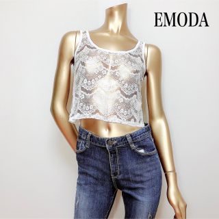 エモダ(EMODA)のEMODA レース トップス ノースリーブトップス＊ジェイダ ムルーア (カットソー(半袖/袖なし))