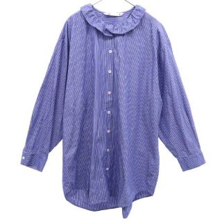 ザラ(ZARA)のザラ ストライプ 長袖 シャツ XL ブルー×ホワイト ZARA ブラウス レディース 【中古】  【230422】(シャツ/ブラウス(半袖/袖なし))