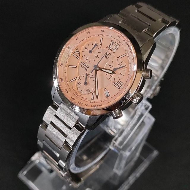 極美品【稼働品】CITIZEN　シチズンXC　ピンクF500　クォーツ　シルバー約32㎝腕周り