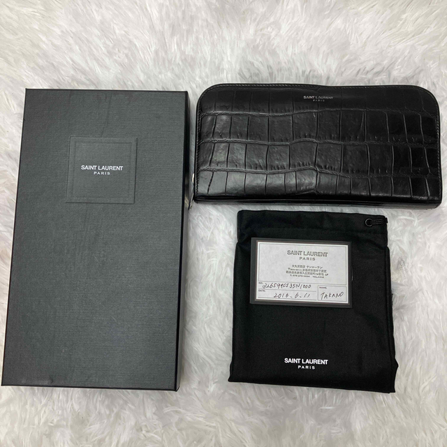 Saint Laurent - 極美品✨ サンローラン 長財布 ラウンドジップ クロコ