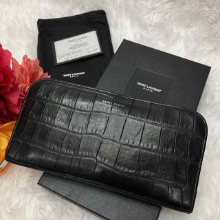 Saint Laurent - 極美品✨ サンローラン 長財布 ラウンドジップ クロコ