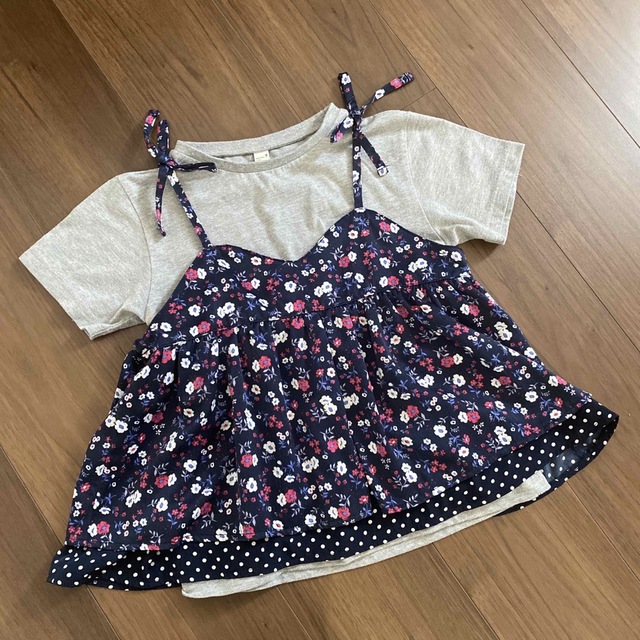 apres les cours(アプレレクール)のキッズ　キャミ付きTシャツ　140 キッズ/ベビー/マタニティのキッズ服女の子用(90cm~)(Tシャツ/カットソー)の商品写真