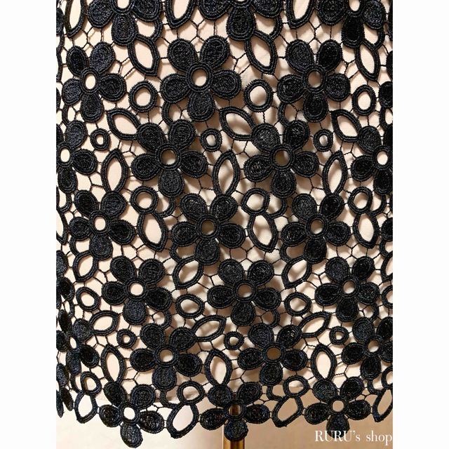 新品 alice+olivia クロシェ刺繍 レース ワンピースドレス ブラック