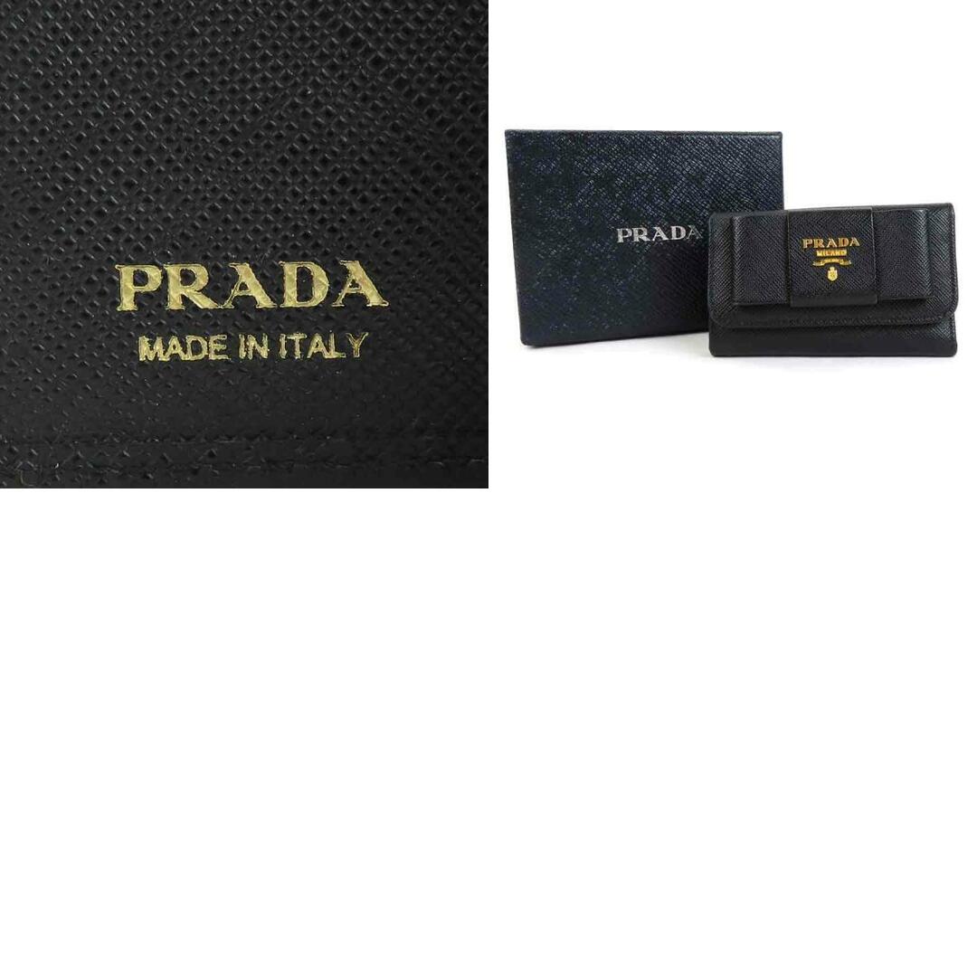 プラダ PRADA キーケース サフィアーノリボン レザー ブラック