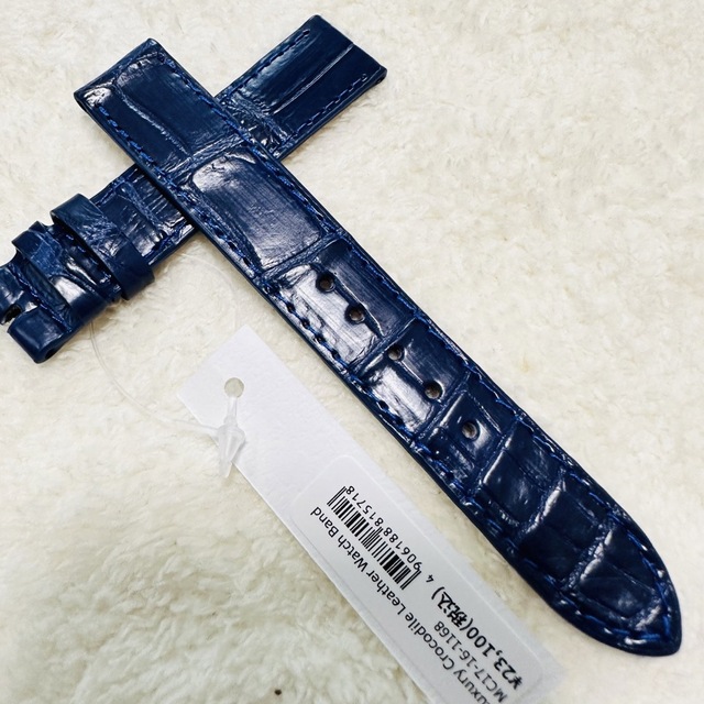1168#17mm-16mmダークブルー★本物クロコダイル腕時計用ベルト