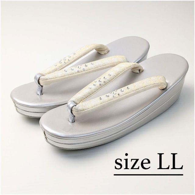 和装 草履 ラインストーン シルバー LLサイズ w26 レディースの靴/シューズ(下駄/草履)の商品写真