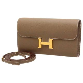 W299 HERMES エルメス ベアン □H ゴールド金具 長財布 ダークブラウン
