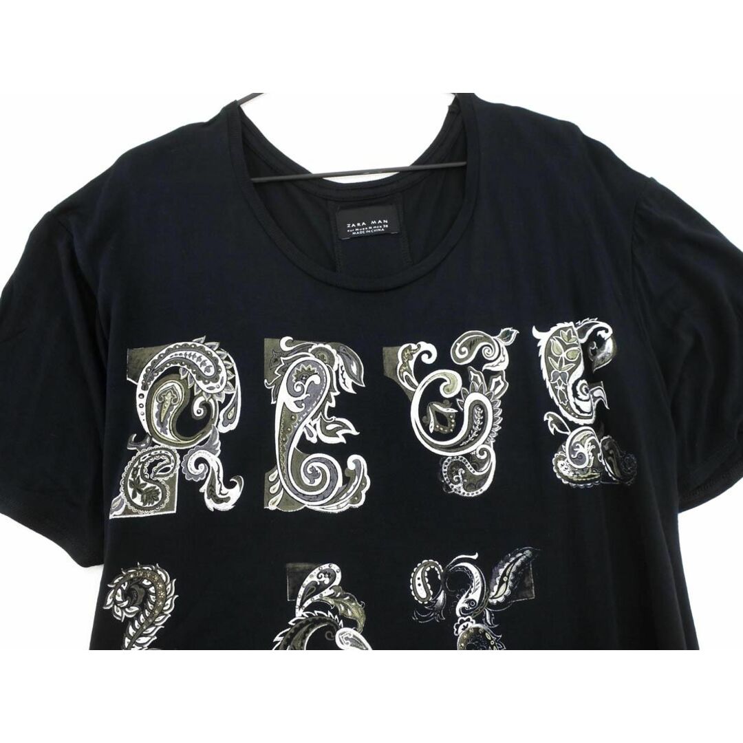 ZARA(ザラ)のZARA ザラ ラインストーン プリント Tシャツ sizeM/黒 ■◆ メンズ メンズのトップス(Tシャツ/カットソー(半袖/袖なし))の商品写真