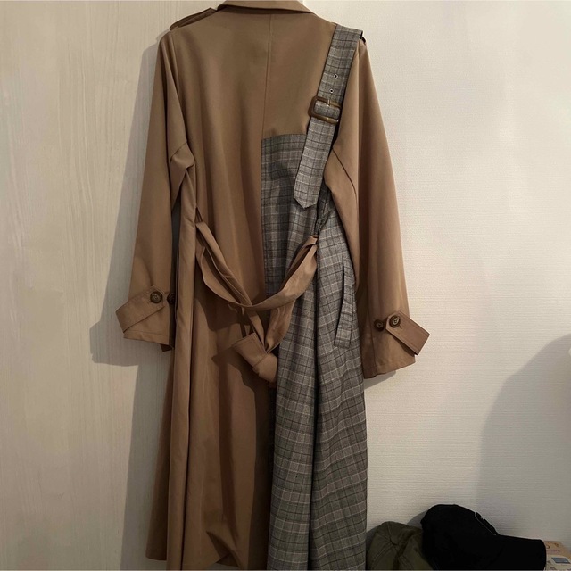 MURUA(ムルーア)のドッキングチェックトレンチコート レディースのジャケット/アウター(トレンチコート)の商品写真
