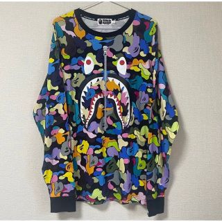 アベイシングエイプ(A BATHING APE)の☆美品☆XL相当のL ape マルチカモ　シャークロンT(Tシャツ/カットソー(七分/長袖))