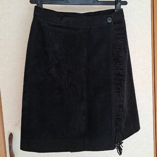 スエード調フリンジ付き巻きスカート…M(ミニスカート)