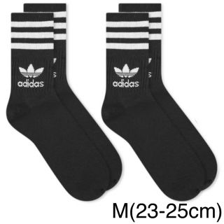 アディダス(adidas)の新品　アディダス　M(23-25cm)ソリッドミッドクルーソックス　黒2足セット(ソックス)