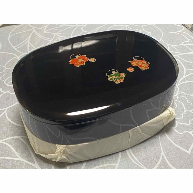 キッチン/食器新品　会津塗　漆器　木樹　会席　二段オートブル　黒　わらべ　弁当　重箱