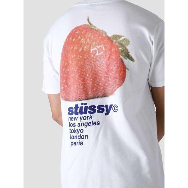 Tシャツ/カットソー(半袖/袖なし)【新品】stussy Tシャツ　サイズS ホワイト　いちご