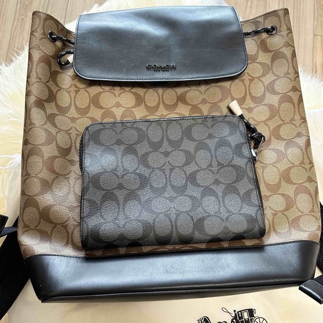 【美品】COACH(コーチ) メンズ リュック レザーバックパック