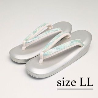 和装 草履 紗織 ブランド ZUREN 低反発 シルバー LLサイズ w28(下駄/草履)