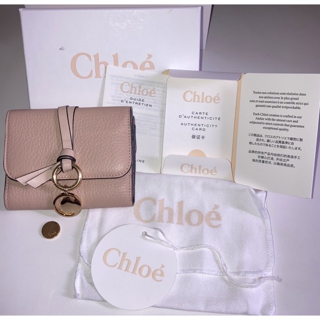 とろろ Chloe クロエ 三つ折り財布 ピンクベージュ - ファッション小物