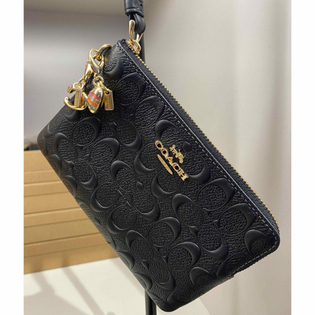 COACH ポーチ シグネチャー ハリネズミ レザー ダークブラウン CC433